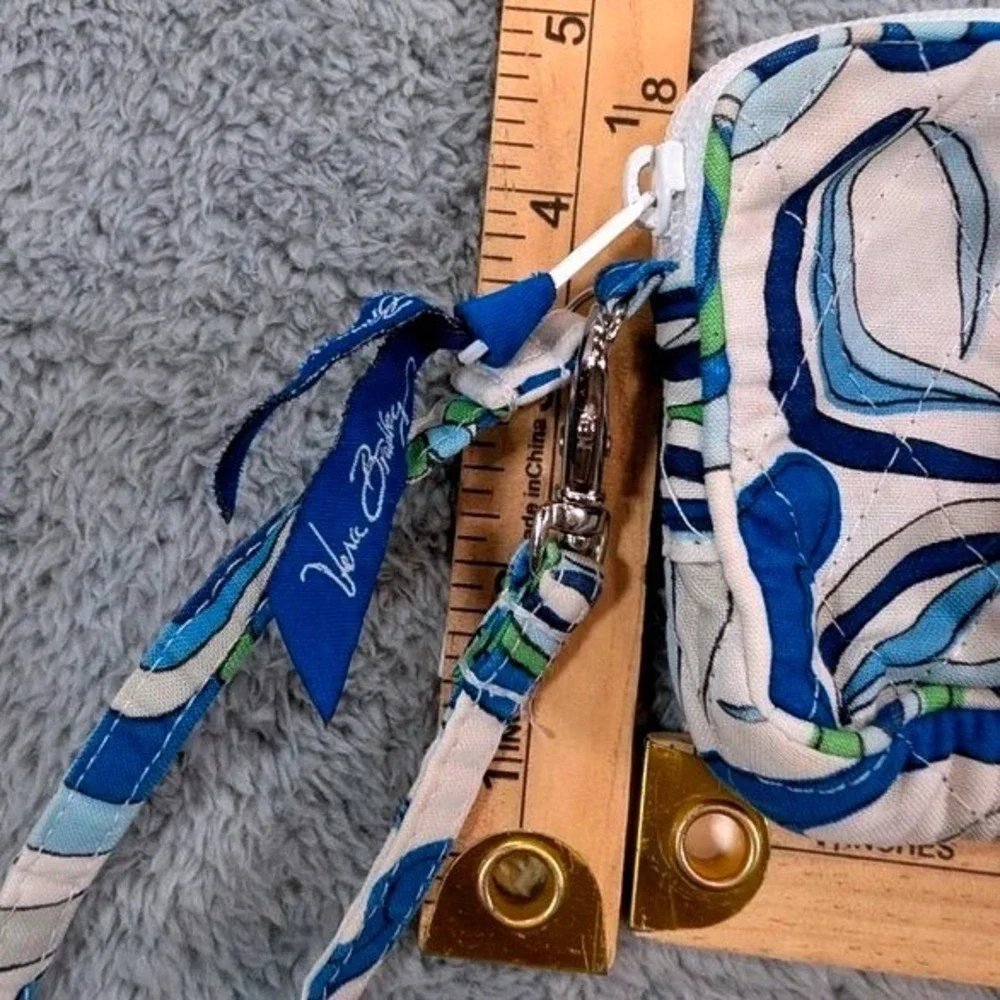 Vera Bradley Mediterranean White Quilted Cotton Zip Wristlet - Made in USA